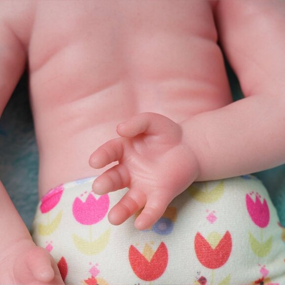 🆕18 inch Full Body Platinum Silicone Bald Baby Doll Closed Eyes Smiling Girl - Picture 14 of 14